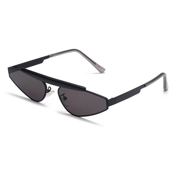 Óculos de sol moda mulheres homens pequena lente matiz vintage uma peça metal gato óculos amarelo claro óculos nxsunglasses