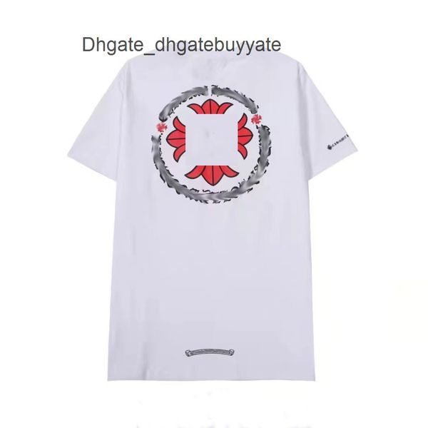 

mens brand summer t shirts horseshoe flower tees ch man classic cross t-shirts women shirt sanskrit letter designer tshirts luxury boy hip, White;black