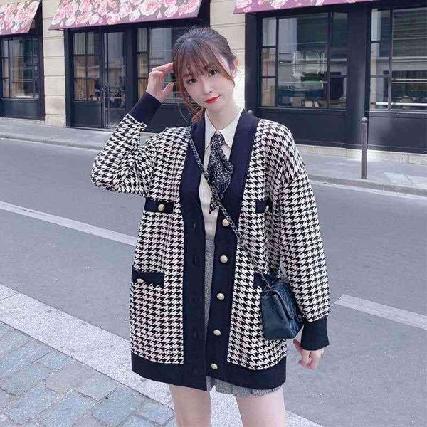 

women's knits tees legal elegant s family style college thousand bird lattice temperament loose thick knitted cardigan jacket women, White