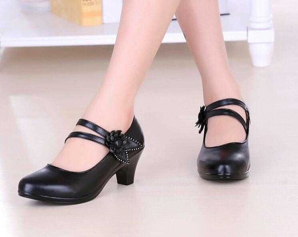 

paris classic luxury first layer cowhide ladies pumps shallow mouth round toe black comfortable work shoes woman high heels single designer
