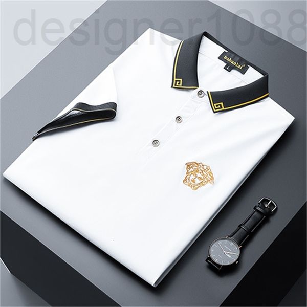 

men's t-shirts designer fashion brand short sleeve t-shirt men's lapel mercerized cotton summer new polo shirt fashion half t-shir, White;black