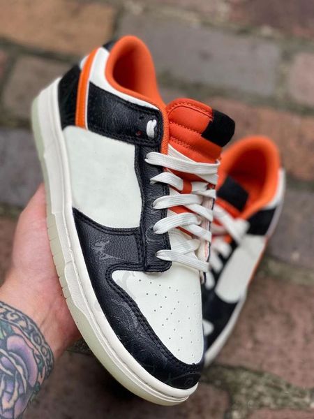 

brand shoes classical low pro halloween casual runner black white orange noctilucent sports reflection skateboard sneakers size, White;red