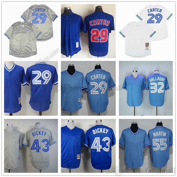 Film Mitchell und Ness Baseball Vintage 29 Joe Carter Jersey 43 R.A. Dickey 32 Roy Halladay 55 Russell Martin 54 Roberto Osuna Ed