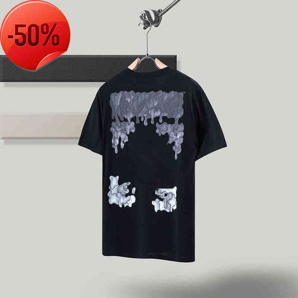 

50% men's 2022 new brand quality embroidery t-shirt male fashion stripes summer short sleeve clothes t-shirts, White;black