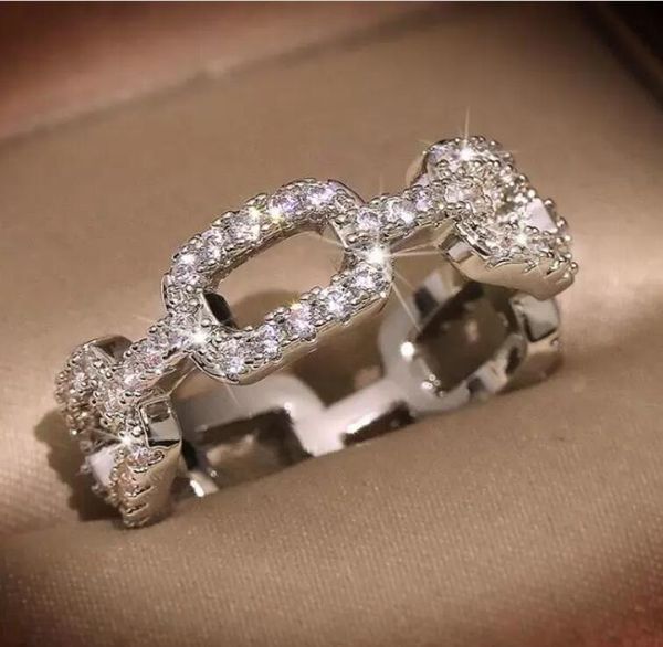 

fashion brand band rings designer women fashion luxury crystal ring wedding anniversary valentine's day gift, Silver