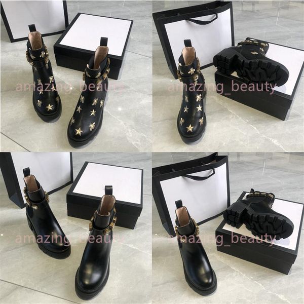 

2022 women designer boots desert boot flamingos love arrow 100% real leather medal coarse non-slip winter shoes size us5-112286, Black