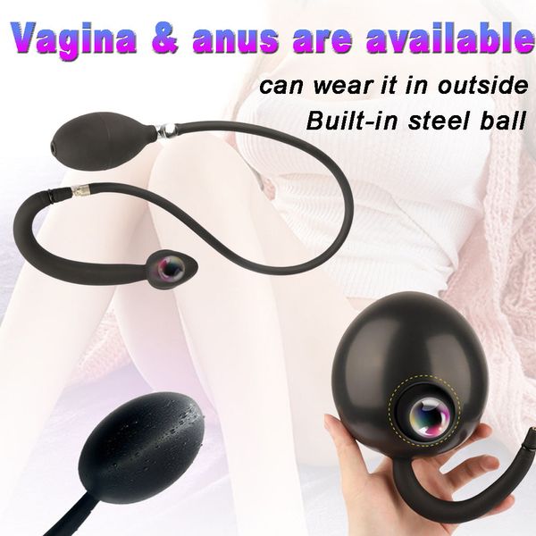 Aufblasbarer Silikon-Prostata-Anal-Hintern-Dilatator, erweiterbarer Pump-Plug, verwenden Sie Gleitmittel, verstellbarer eingebauter Ball-Dildo, sexy Spielzeug