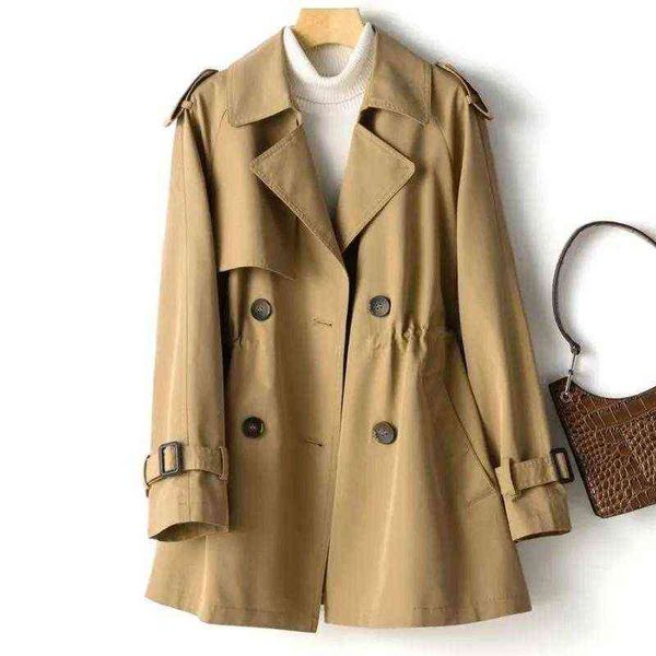 

women's trench coats women's windbreaker spring and autumn clothes 2022 korean lapel double row button jacket elegant coatwomen&#0, Tan;black