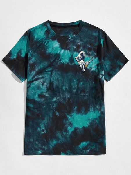 

romwe guys tie dye tee s6u9#, White;black