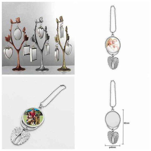 

sublimation blanks car ornament decorations angel wings shape blank transfer printing consumables supplies christmas party gift