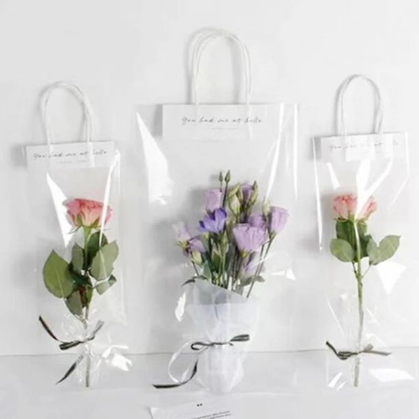 

transparent handbag pvc flower packing bag holiday gift bouquet packagingsmall woman organizer c0614g15