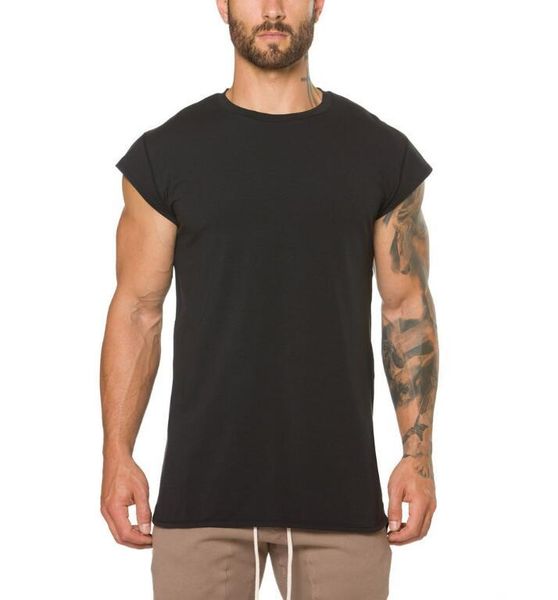 

men's t-shirts brand clothing fitness t shirt men fashion extend long tshirt summer gyms short sleeve t-shirt cotton bodybuilding cross, White;black