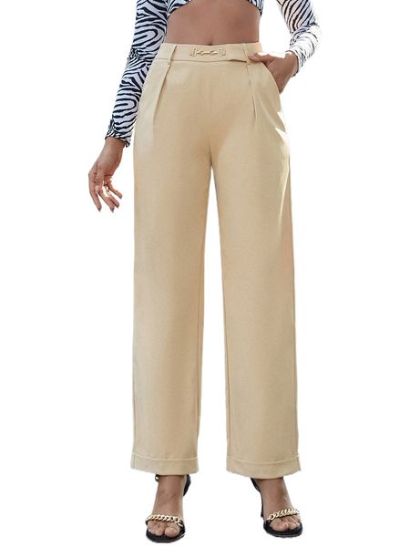 

chain detail slant pocket pants w49n#, Black;white