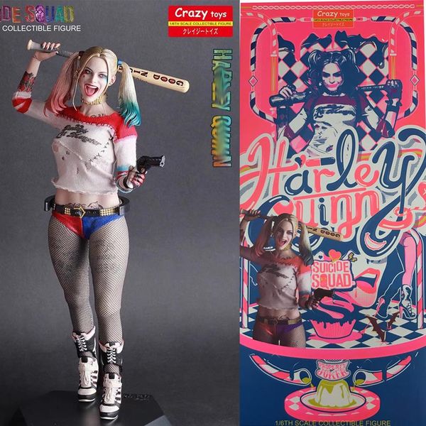 

in stock 30cm real clothes undress crazy toys suicide squad quinn joker 1/6th scale action figure toy doll gift263s