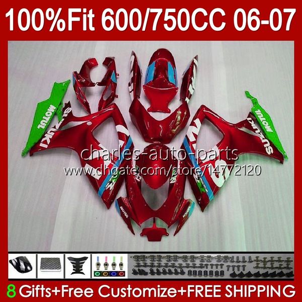 Carene iniezione per SUZUKI GSXR-750 GSXR-600 GSXR750 K6 GSXR600 06 07 Corpo 130No.133 GSXR 750 600 CC 750CC 600CC Rosso perla 2006 2007 GSX-R750 06-07 Carrozzeria OEM