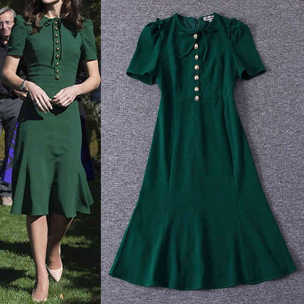 

casual dresses year summer women's neckline bow tie heavy industry nail button slim fitting short sleeved dress, Black;gray