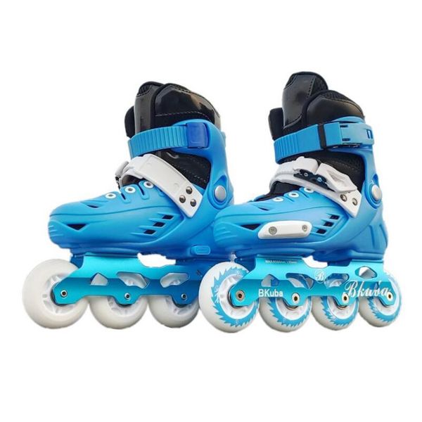 

children's ice skates adjustable removable and washable training inline skating full flashing suit roller skates, Black;white
