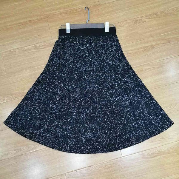 

skirts korean autumn and winter women's elastic waist wool blended snowflake jacquard knitted skirt, Black