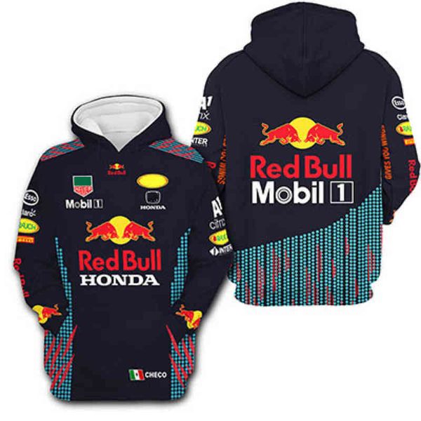 

2022 baru f1 balap hewan merah pullover luar motor cepat kering olahraga setelan musim semi gugur bull kaus hoodie, Black