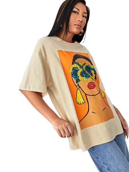 

x lilee figure & floral print tee 35nr#, White