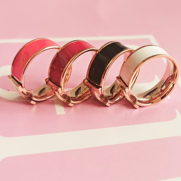 

fashion designer ring enamel colorful 8mm stainless steel love letter rings for women and men lover couples gift jewelry, Silver