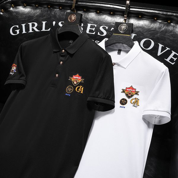 

men's t-shirts designer 5106 lily's summer short sleeve lapel mercerized cotton polo cg8o2022, White;black