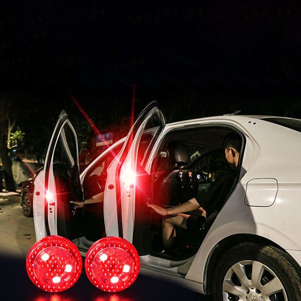 

2pcs wireless magnetic car door opening warning light 5leds strobe flashing anti rear-end collision safety lamps indicator light