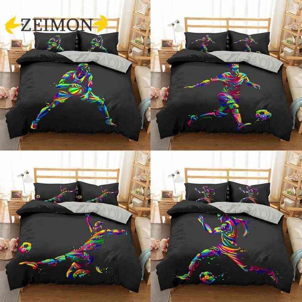 Zeimon Luxus-Basketball-Fußball-bedrucktes Bettwäsche-Set für Queen-King-Size-Bettbezug, Kissenbezug, Sport-Bettwäsche-Sets für Zuhause