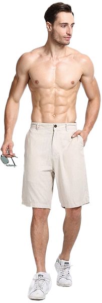 

men's linen classic relaxed fit short with pocket y4er#, White;black