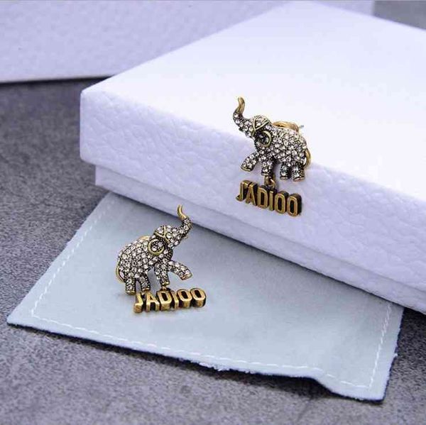 

earrings new earrings small elephant full drill seiko, Golden;silver