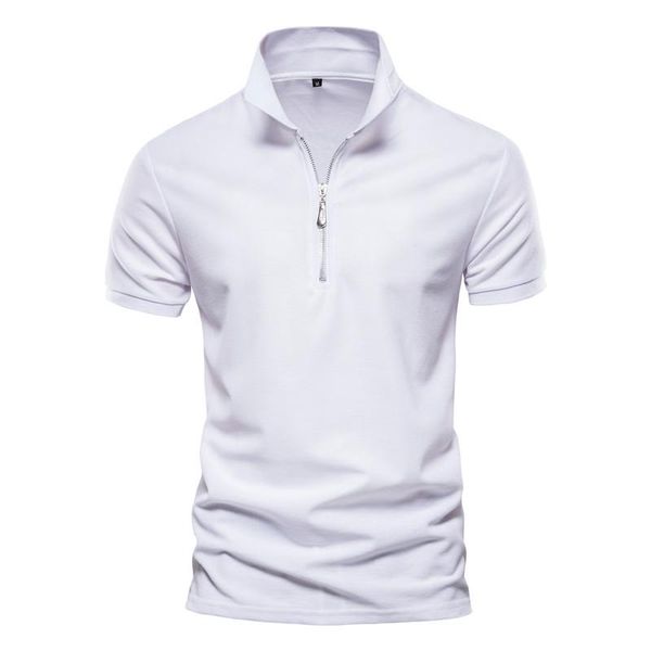 

men's polos summer shirt cotton slim golf clothing pure color fashion casual t-shirt man, White;black