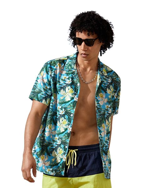 

men tropical print shirt t4p3#, White;black