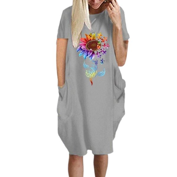 

women's t shirt dress tee dress knee length dress green black gray yellow short sleeve floral summer round neck casual oversized 2022 s