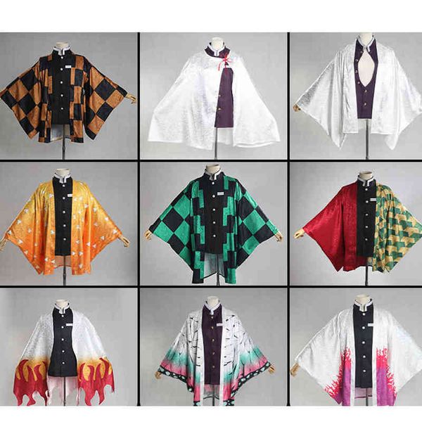

demon slayer kimetsu no yaiba cosplay come rengoku kyoujurou kanroji mitsuri agatsuma zenitsu men women jacket haori kimono t220813, Black;red