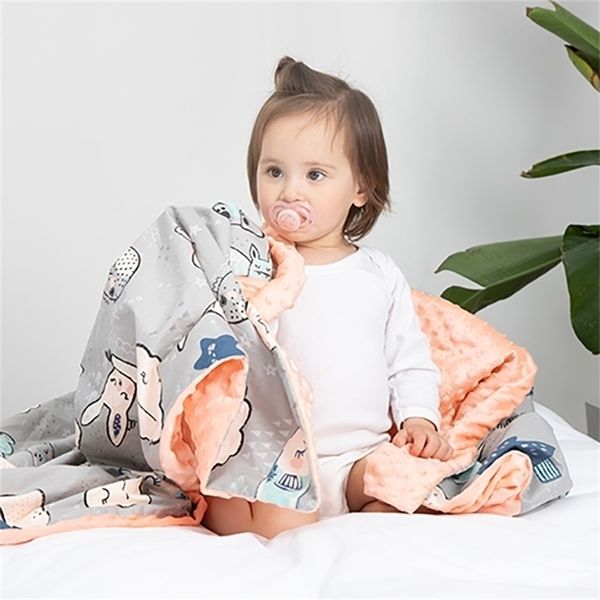 Lassen Sie uns Baby Weiche Baumwolle Innendecke Flanell Fleece Swaddling Cartoon Dekoration Baby Bettwäsche Decke Kinderwagen Wrap LJ201208 machen