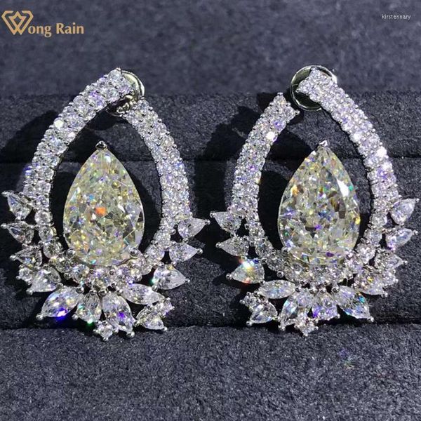 Stud Wong Rain 925 STERLING Gümüş 4CT VVS 3EX Armut Oluşturulan Moissanite Taş Düğün Partisi Güzel Takı Saplamaları Kadınlar İçin Küpe Kirs