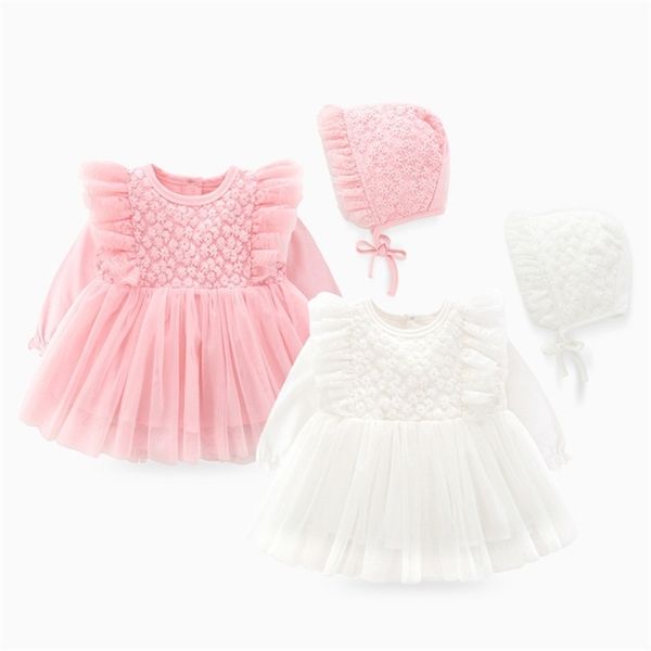 Born Baby Girl Clothes Sets Formal Lace Baptism Dress Baby Girl for Party Wedding 0 3 6 Months Infant Christening Dress LJ201221