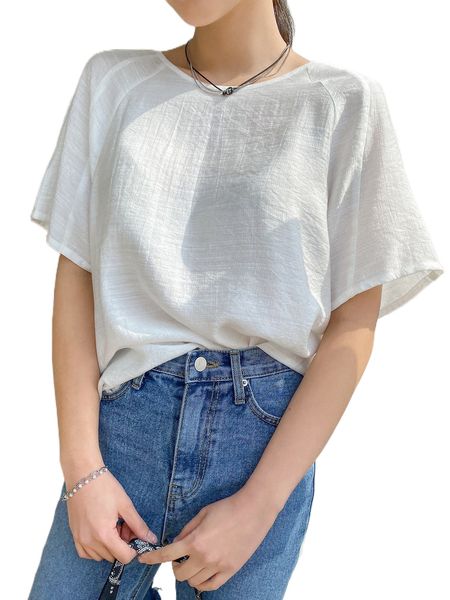 

dazy tie back raglan sleeve blouse t3lj#, White