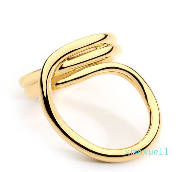 lusso-nuove linee intrecciate in stile semplice coreano anelli color oro per il commercio all'ingrosso di gioielli di moda da donna