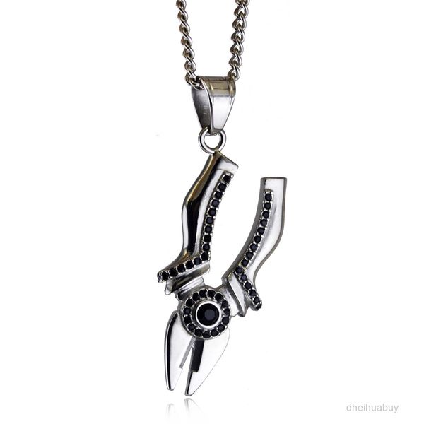 

hoodies sweatshirts designer chrome men's pendant necklace titanium steel diamond set pliers male female stainless accessories hearts o, Black