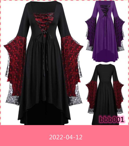 

fashion witch cosplay costume halloween plus size skull dress lace bat sleeve costumes, Black;red