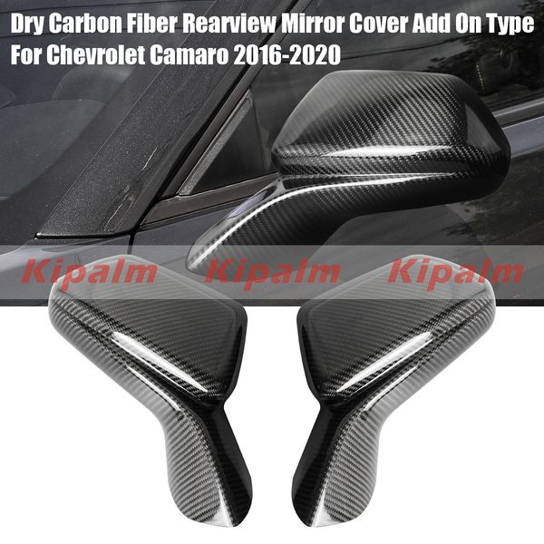

1 pair dry carbon fiber rearview car mirror cover add on type for chevrolet camaro