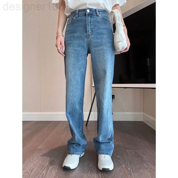 

women's jeans designer 22ss spring and summer new jeans are lazy casual. the design of medium high waist improves the vision makes line, Blue