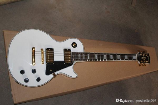 

wholesale new style maple fingerboard g lp custom white electric guitar with golden hardware