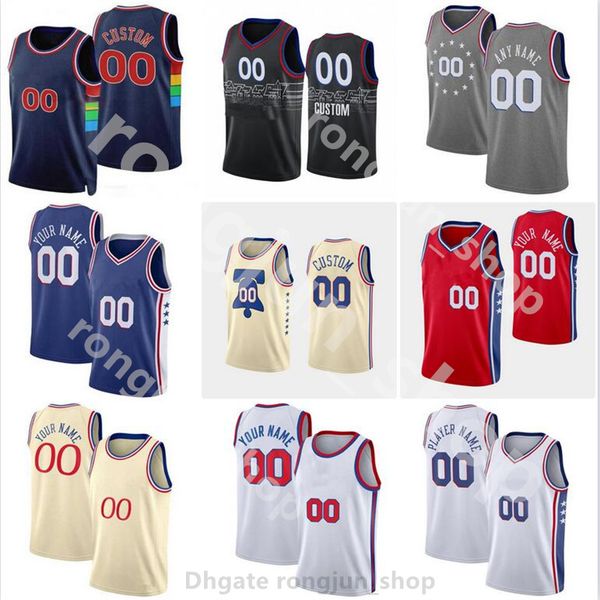 

screen print 75th basketball jerseys 21 joel 25 ben embiid simmons 14 danny 1 andre green drummond 31 seth curry 0 tyrese maxey 11 jaden spr, Black;red