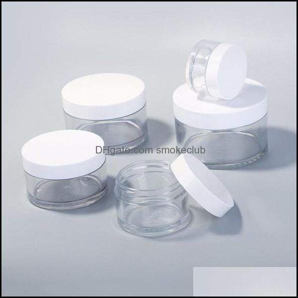 Bottiglie di imballaggio Office School Business Barattolo di plastica trasparente per animali domestici industriale con coperchio bianco 30G 50G 100G 150G 200G Contenitore cosmetico per fango M