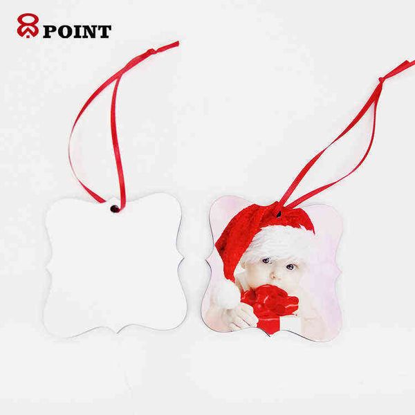 

factory outlet double sided heat transfer sublimation christmas pendant 2022 better selling fancy square decorations with white on both