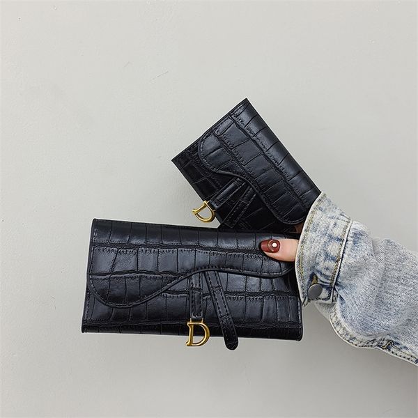 

factory online sales simple purse women's long fashion buckle folding stone pattern multi slot card short small money bag change wallet, Red;black