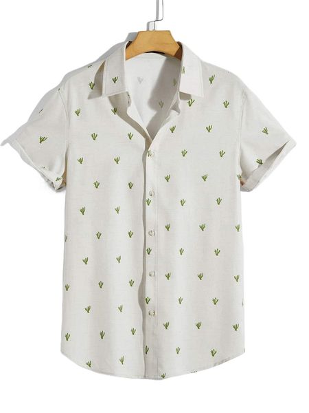 

men cactus print shirt 84uw#, White;black