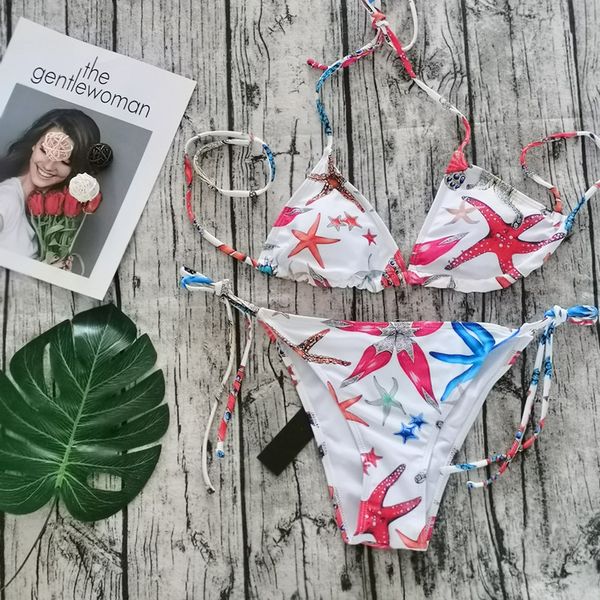 

summer new ladies swimwear fashion print bikini beach swimwear, White;black